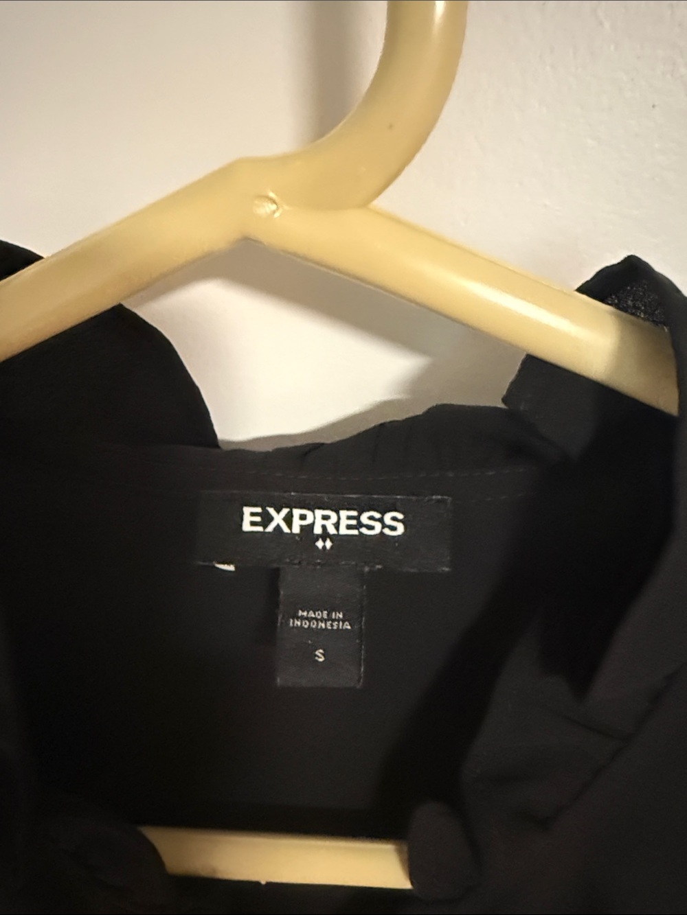 Express Black Ruffle-Trim Button Front Blouse - Picture 2 of 3